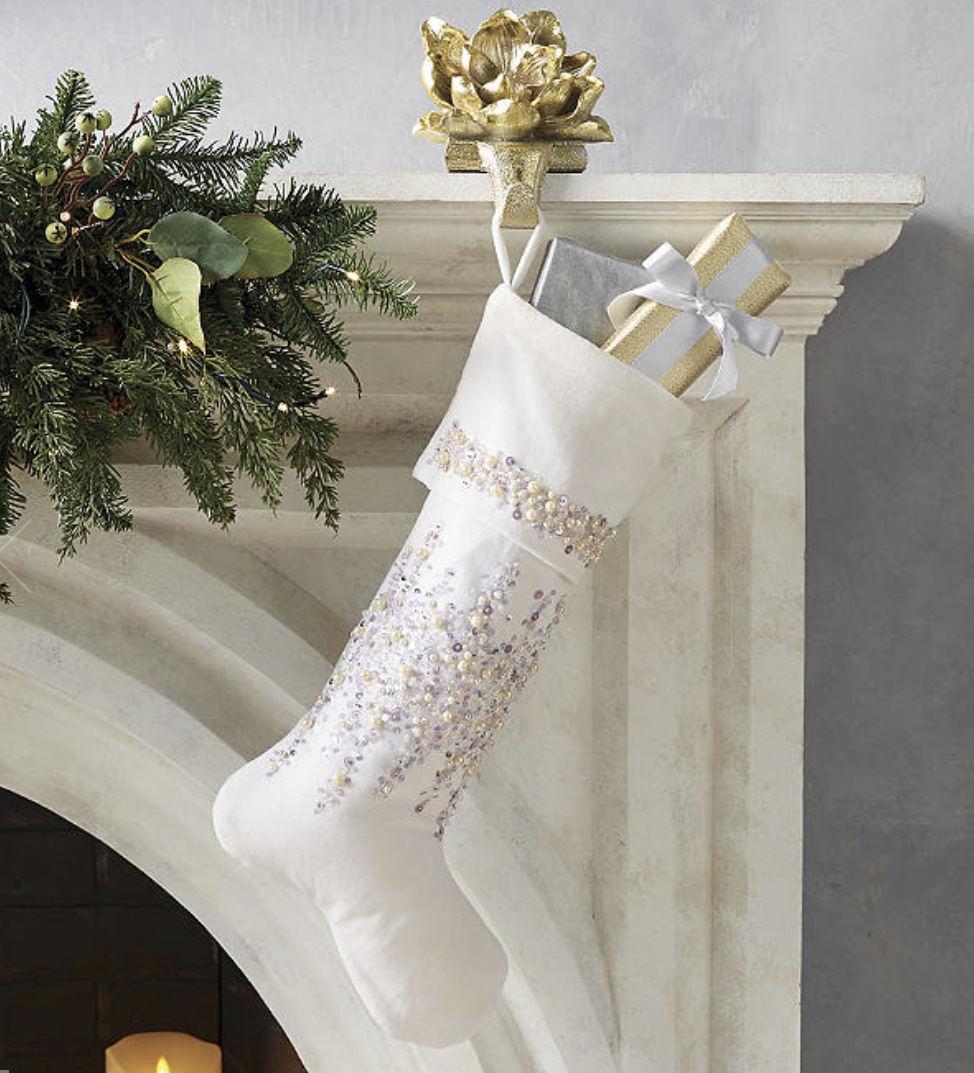 White Christmas Stockings Holiday Decor