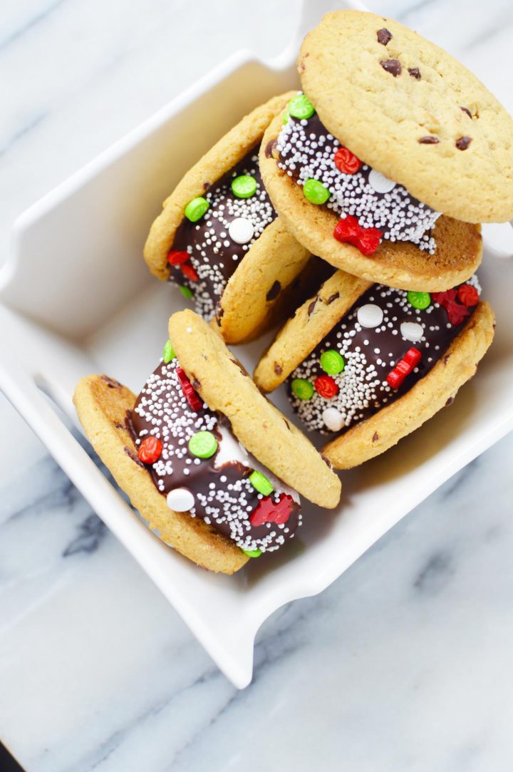 Chocolate dipped marshmallow sandwich cookies Holiday recipe