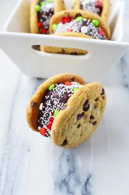 Chocolate dipped marshmallow sandwich cookies Holiday recipe