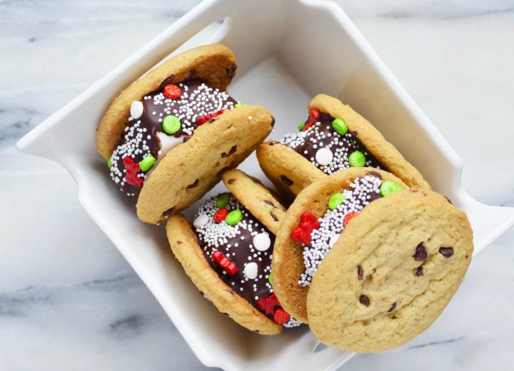 Chocolate dipped marshmallow sandwich cookies Holiday recipe