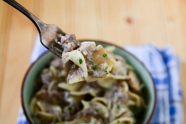 Crockpot Ground Beef Stroganoff