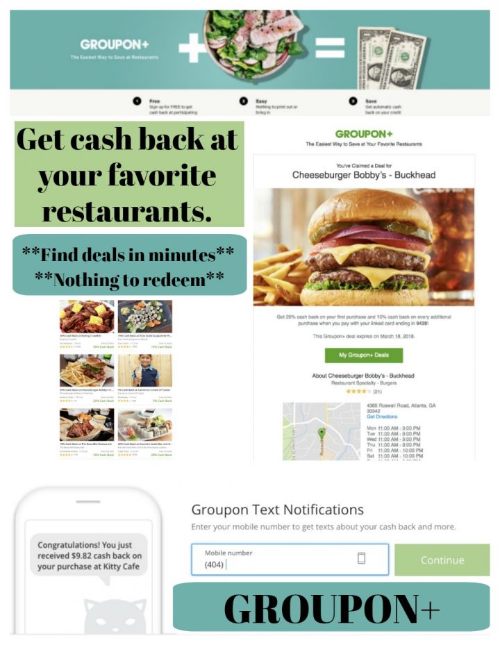 Earn Cash Back from Restaurants with Free Groupon+ Deals