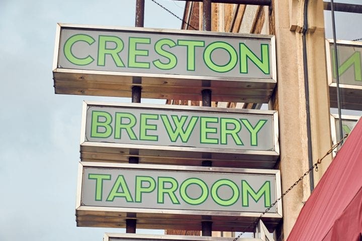 Creston Brewery Taproom sign. 