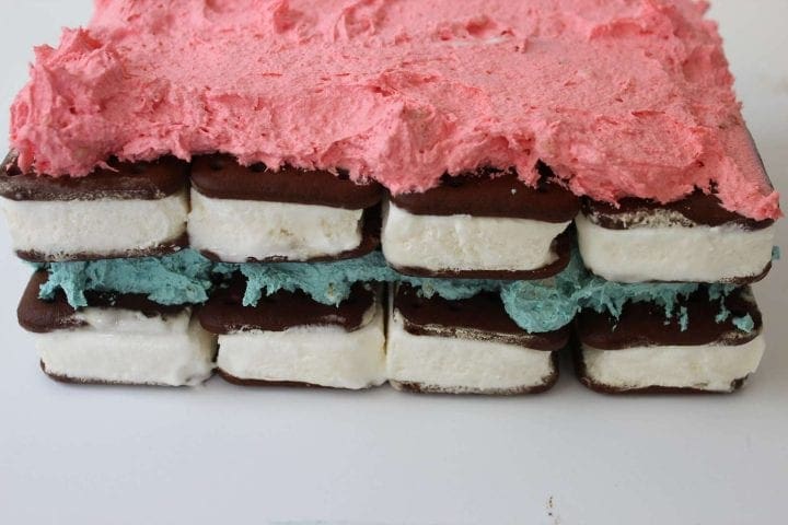 Easy Red White and Blue Ice Cream Sandwich Cake