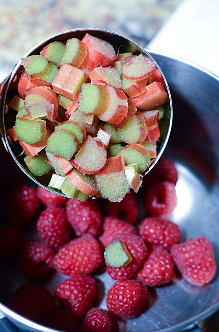 fresh Rhubarb and fresh Raspberries
