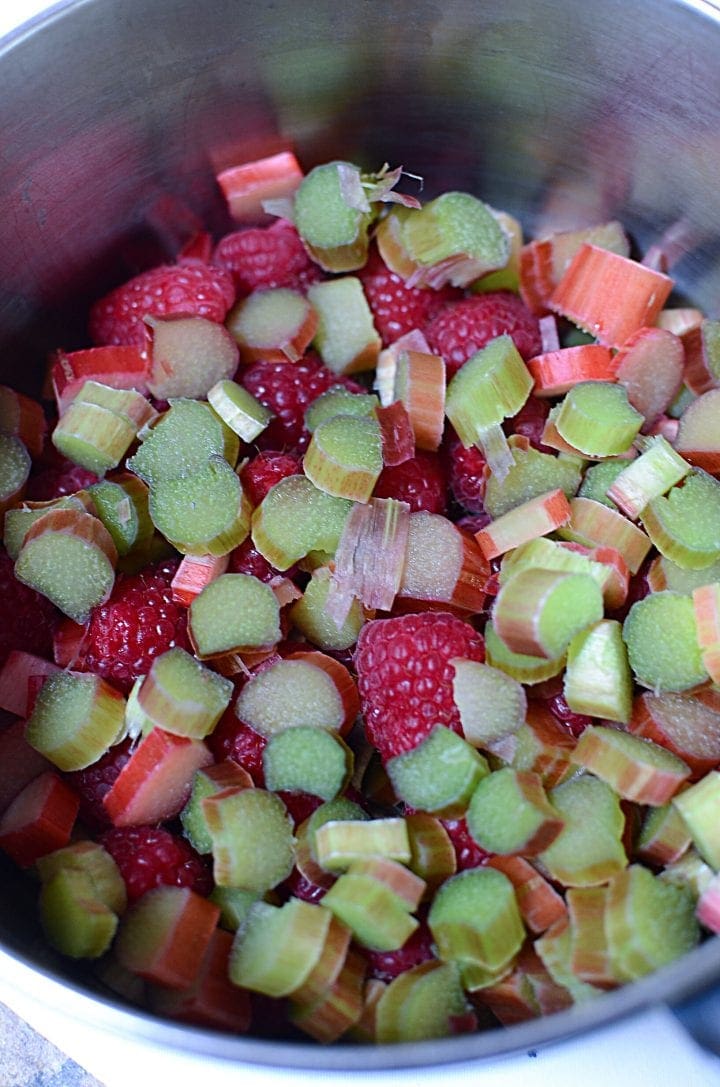 fresh Rhubarb and fresh Raspberries