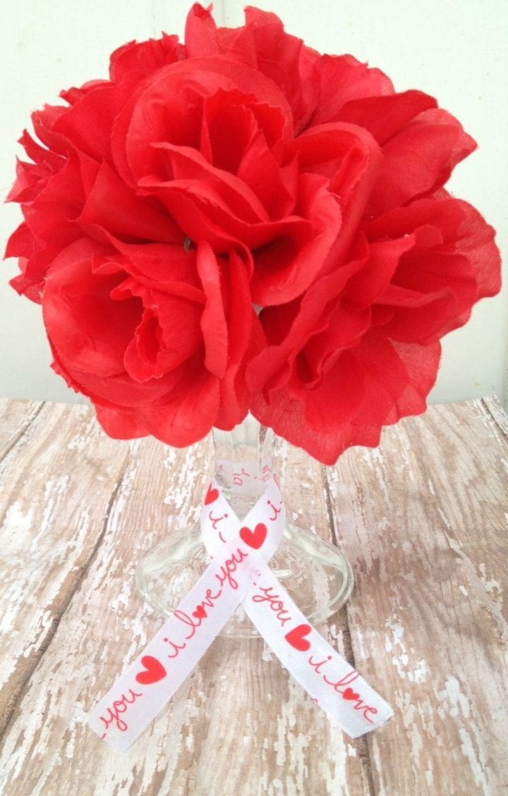 DIY Valentine’s Day Red Roses Centerpiece