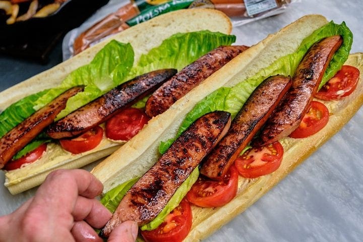 Quick and Easy Smoked Sausage and Sweet Onion Po'Boy