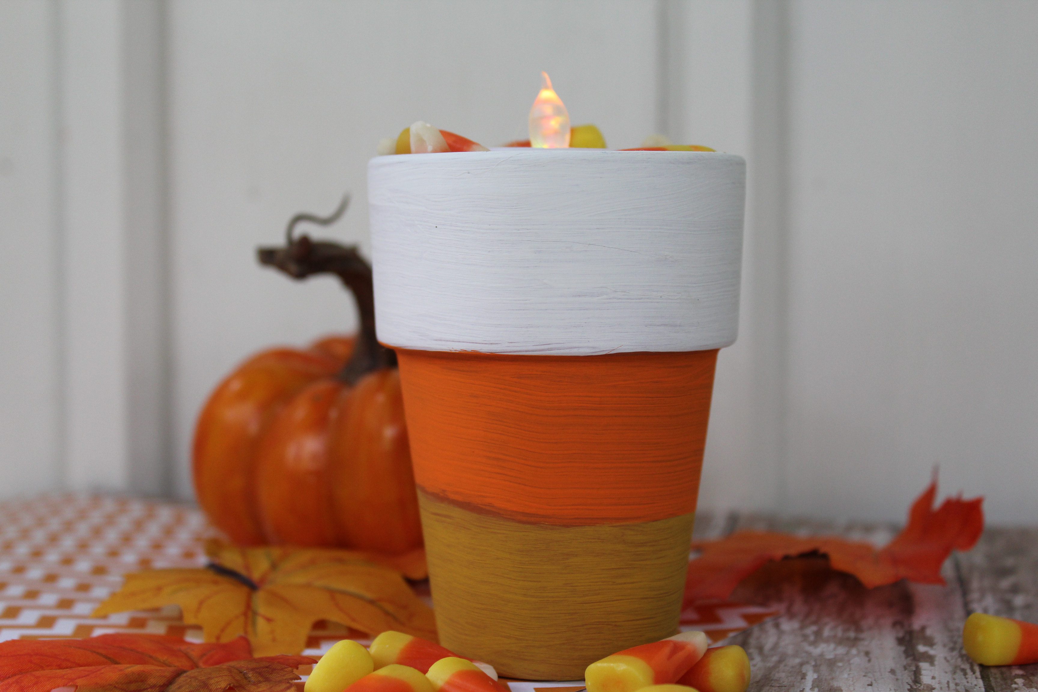 Candy Corn Craft with Clay Pots