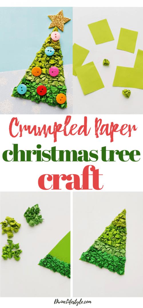 DIY Crumpled Paper Christmas Tree Craft Holiday Decor