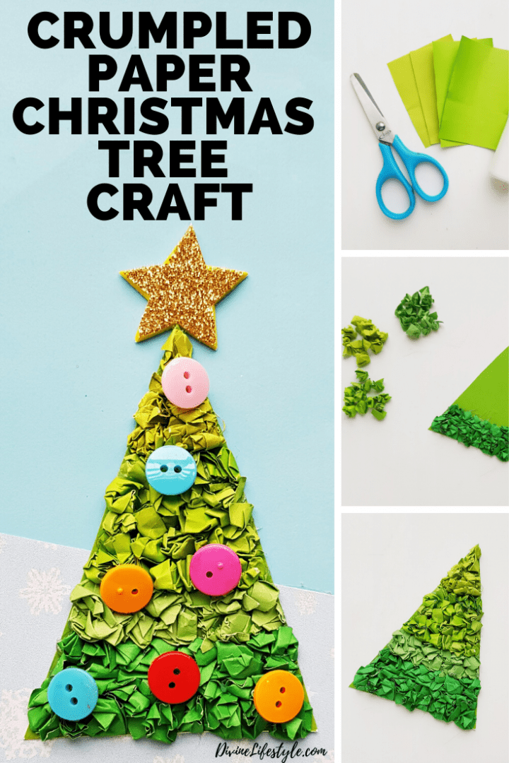 DIY Crumpled Paper Christmas Tree Craft Holiday Decor