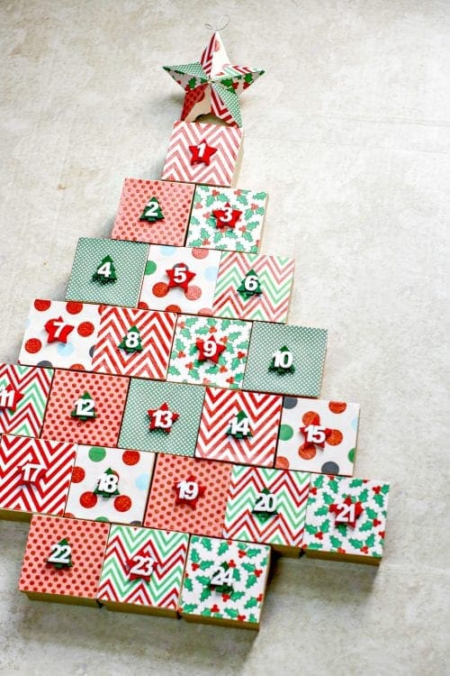 DIY Christmas Tree Advent Calendar Paper Mache Boxes