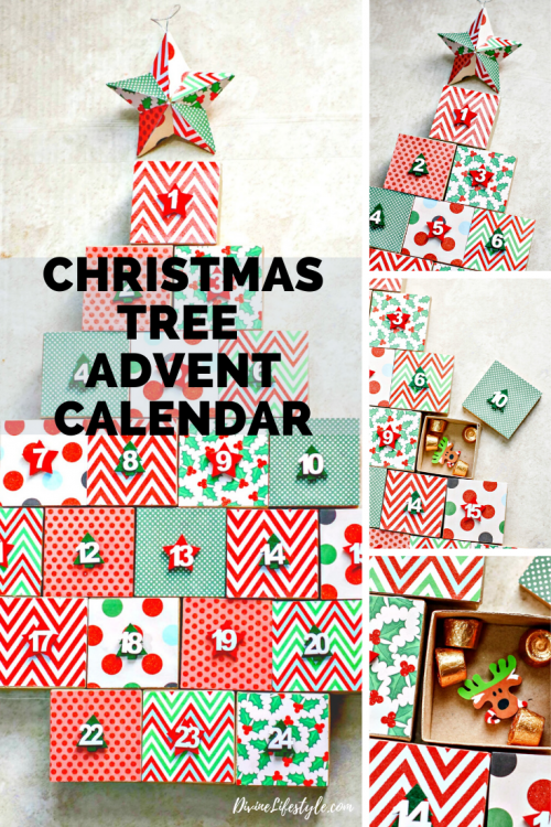 DIY Christmas Tree Advent Calendar Paper Mache Boxes