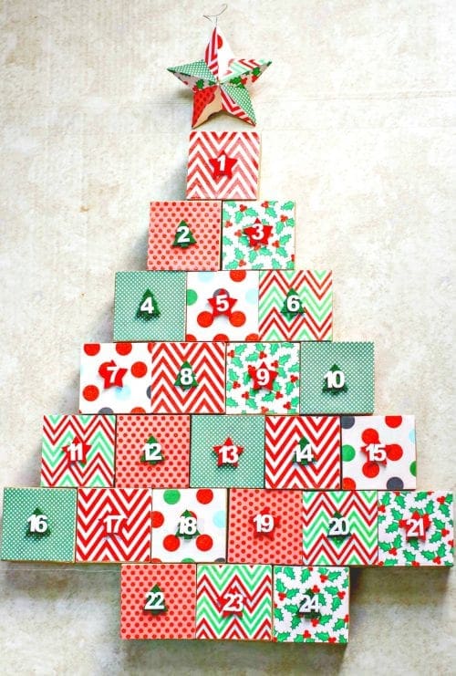 DIY Christmas Tree Advent Calendar Paper Mache Boxes