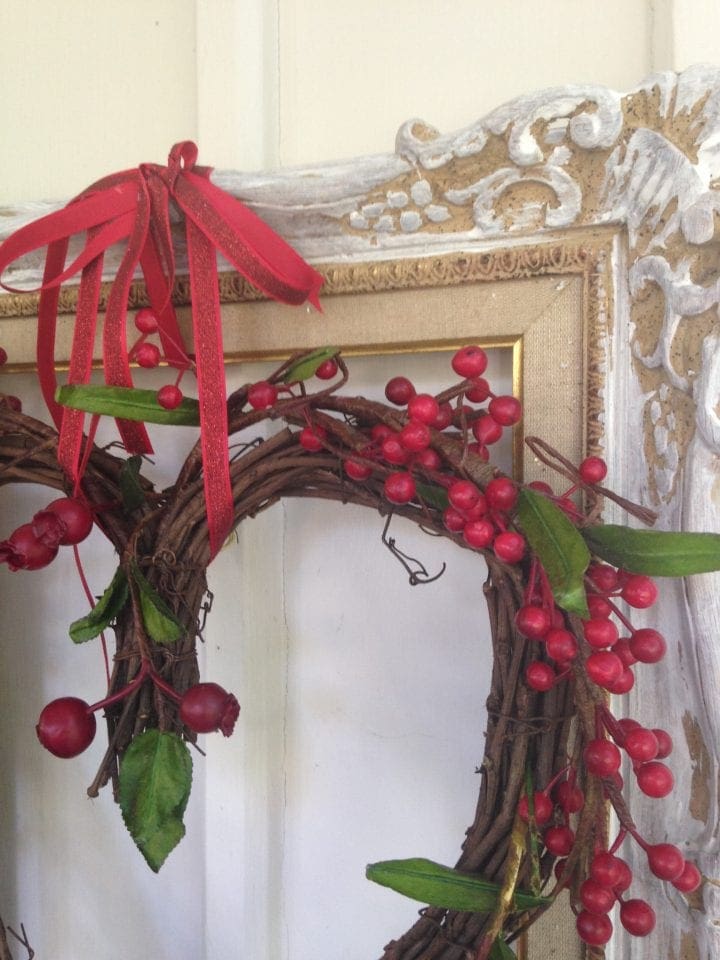 DIY Cranberry Heart Christmas Wreath Frame