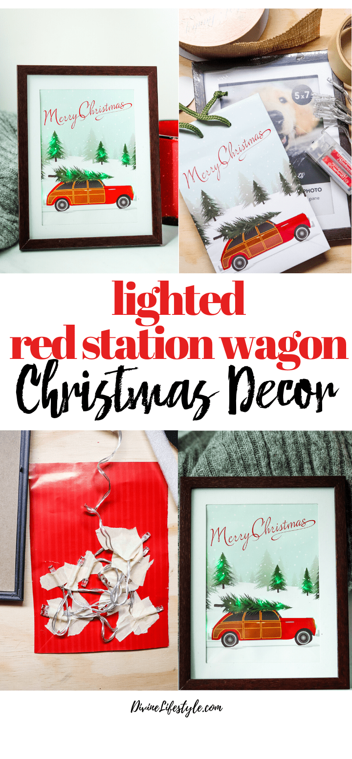 DIY Lighted Red Station Wagon Christmas Decor