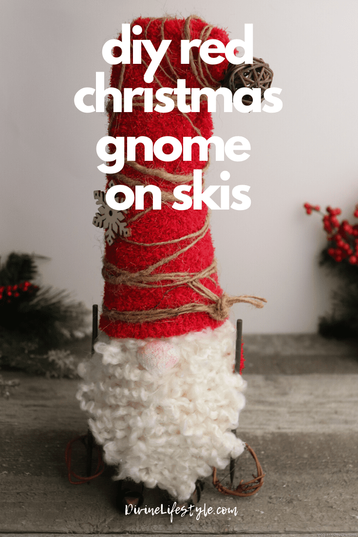 DIY Red Christmas Gnome on Skis