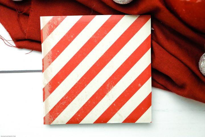 Easy DIY Red and White Striped Christmas Tile Coasters