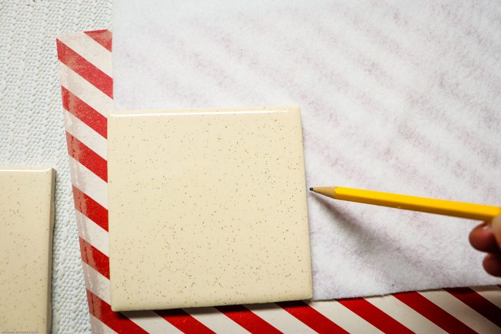 Easy DIY Red and White Striped Christmas Tile Coasters