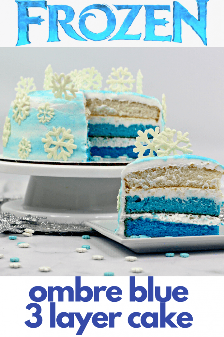 FROZEN Inspired Ombre Blue 3 Layer Cake Recipe