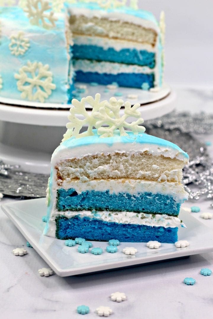 FROZEN Inspired Ombre Blue 3 Layer Cake Recipe