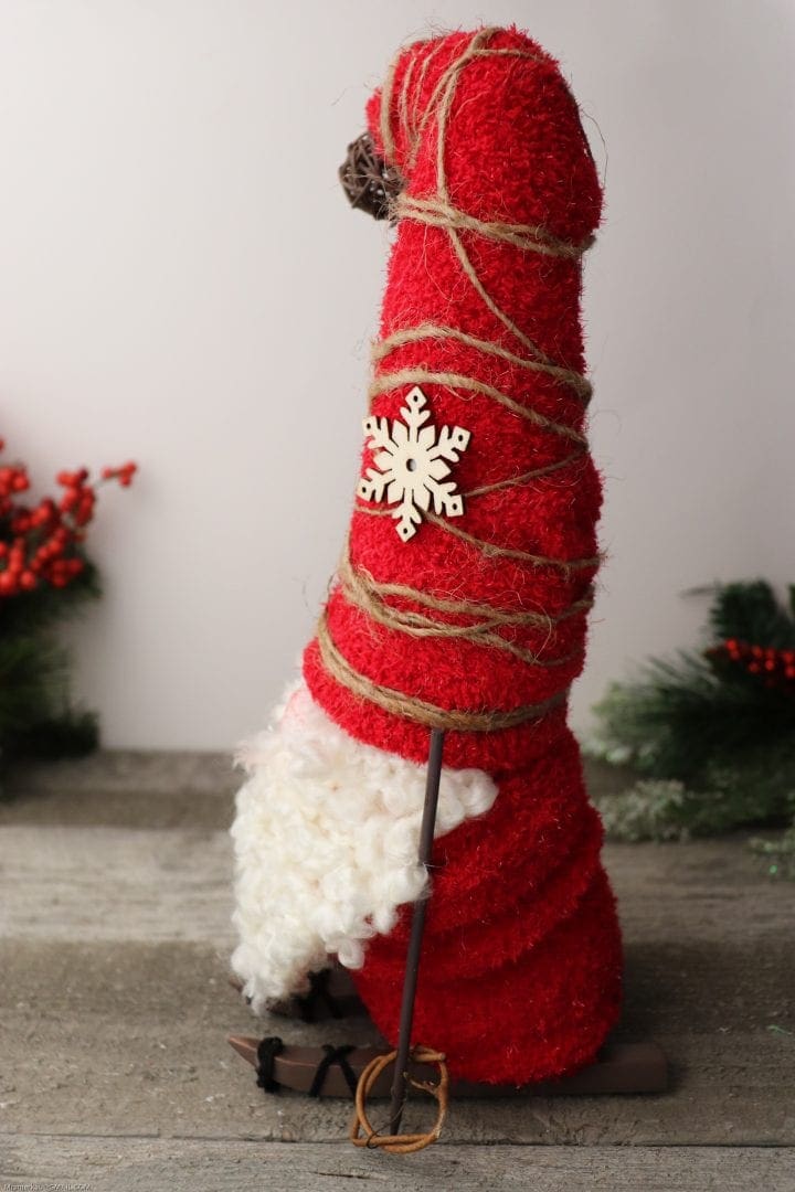 DIY Red Christmas Gnome on Skis
