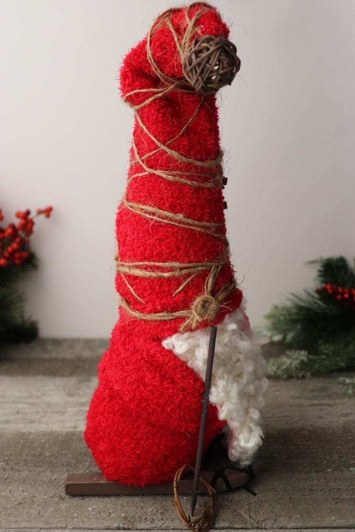 DIY Red Christmas Gnome on Skis
