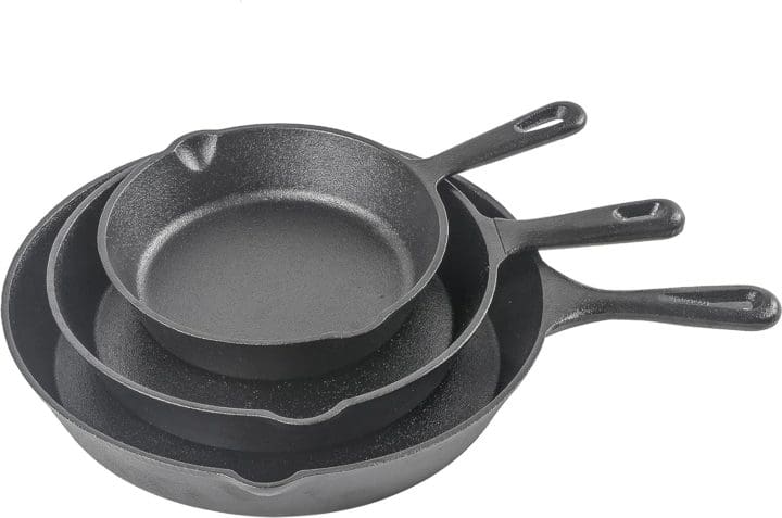 Commercial CHEF Piece Cast Iron Skillet Set – inch inch and inch Pre seasoned Cast Iron Cookware
