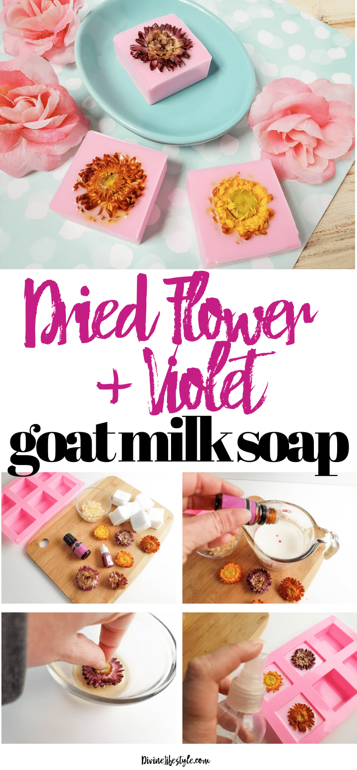 DIY Dried Flower Violet Goat Milk Soap