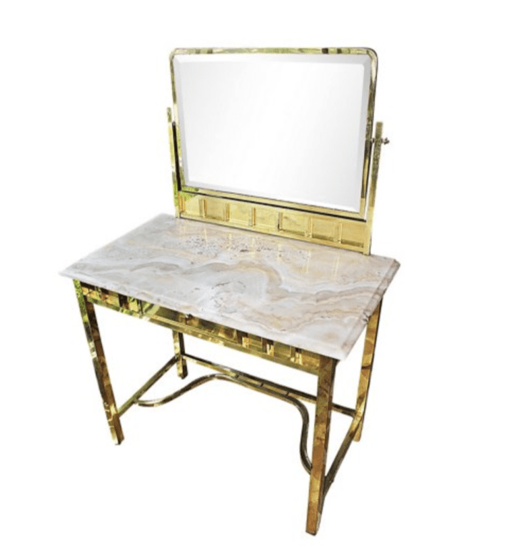 Vintage HOUSE OF CHARM ANTIQUES French Brass & Onyx Vanity Table