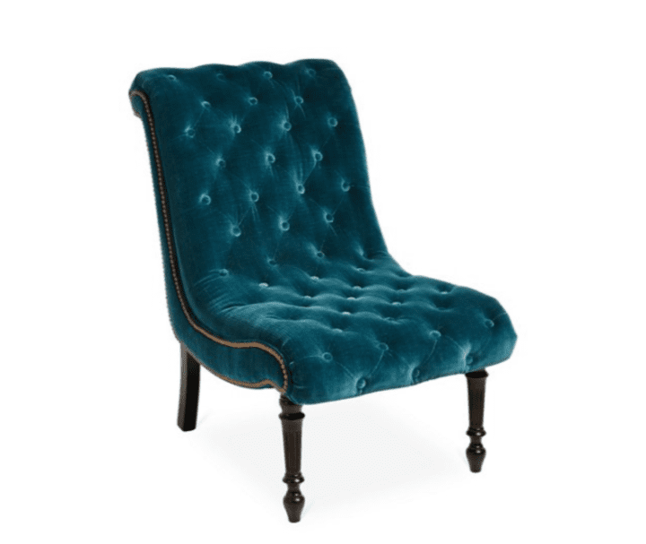 MASSOUD Dagny Slipper Chair, Teal Velvet Chic Sitting Room Ideas