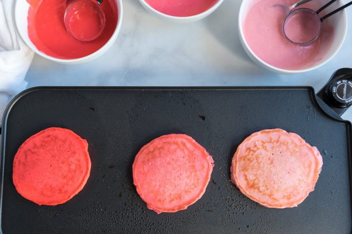 Valentine's Day LOVE Ombre Pancakes Recipe on Griddle