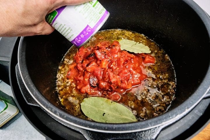 pressure cooker goulash - Add the Tomatoes, Wine, Stock, and Herbs