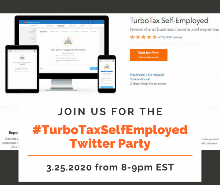 RSVP for the #TurboTaxSelfEmployed Twitter Party 3.25.2020 8-9pm EST