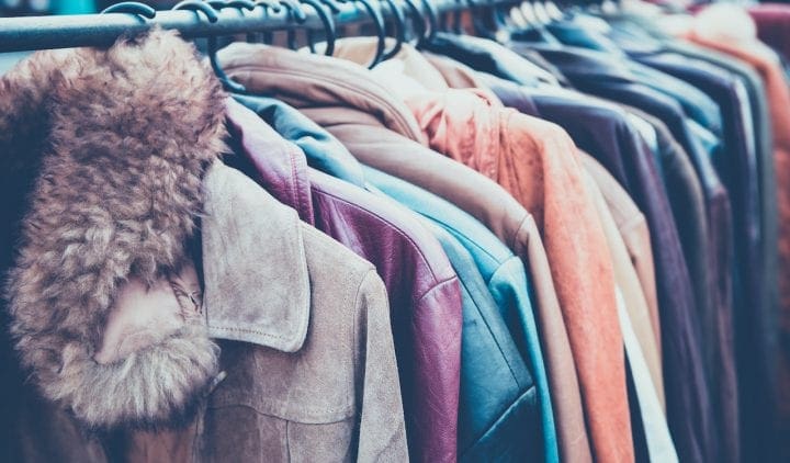 Coats on a rack