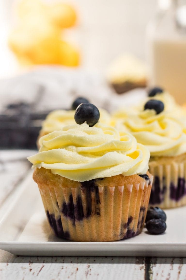 Lemon Blueberry Cupcakes With Lemon Filling Dessert Recipe