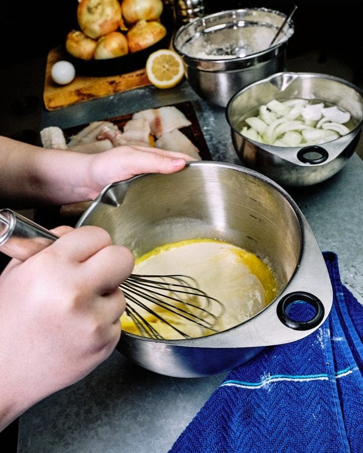 Sourdough Tempura Fried Pacific Cod - Making the Tempura batter