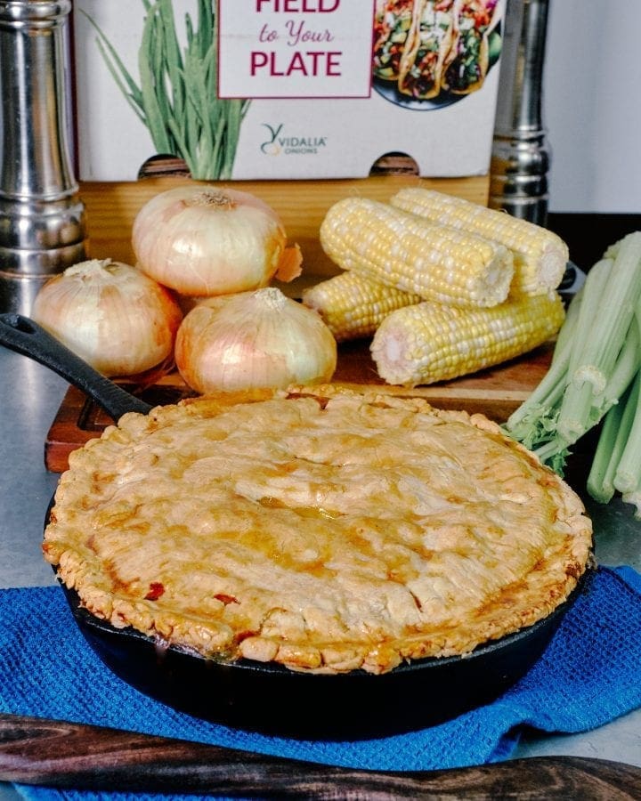 Cast Iron Vidalia Onion Chicken Pot Pie - finished