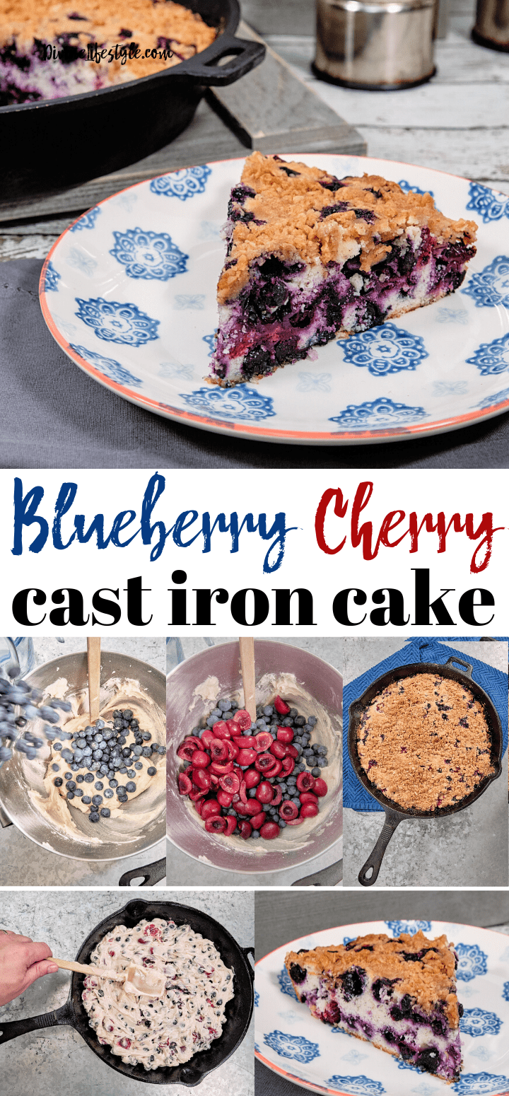 mixed berry and ginger crumb cast iron cake