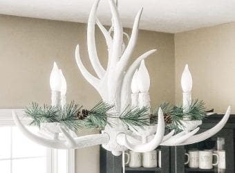 Chalk Paint Upcycle Antler Chandelier DIY
