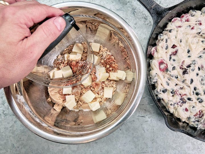 Cast Iron Cherry Blueberry Bread with Crumb Topping - Topping prep