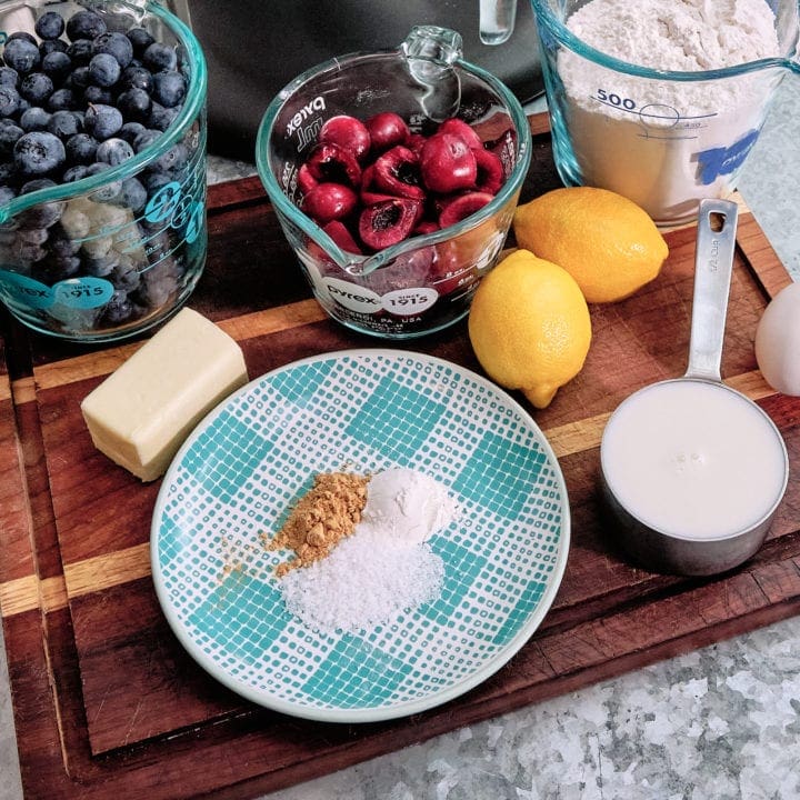 Cast Iron Cherry Blueberry Bread with Crumb Topping - Ingredients