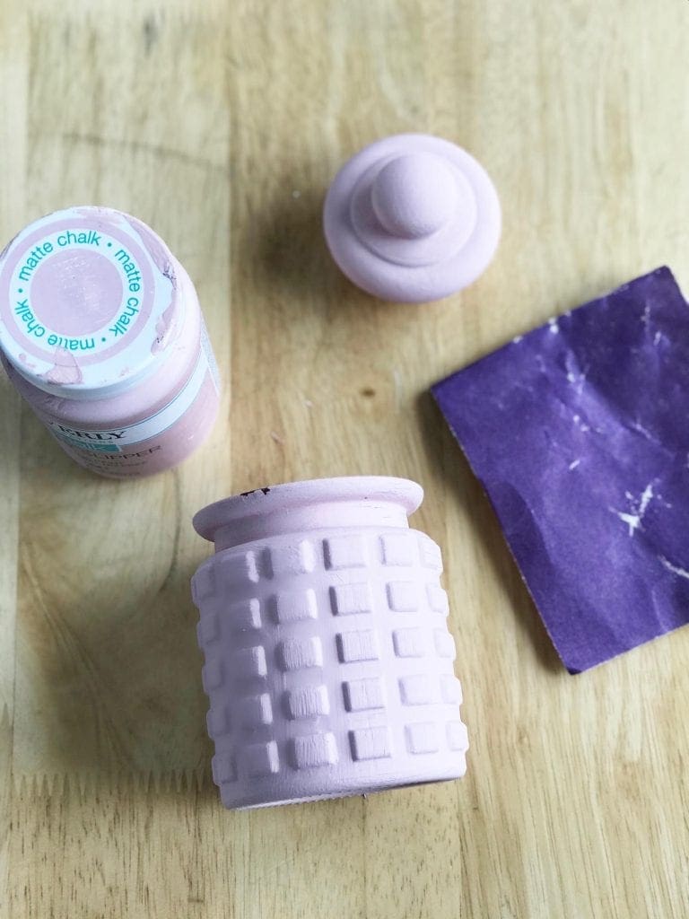 Easy DIY Chalk Paint on Glass Jars for Bathroom Vanity