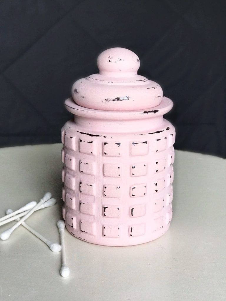 Easy DIY Chalk Paint on Glass Jars for Bathroom Vanity