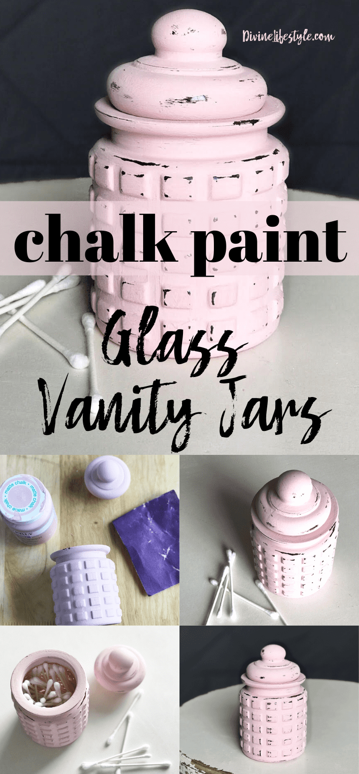Easy DIY Chalk Paint on Glass Jars for Bathroom Vanity