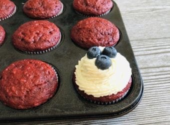 4th of July Red Velvet Cupcakes Finished in Cupcake Pan