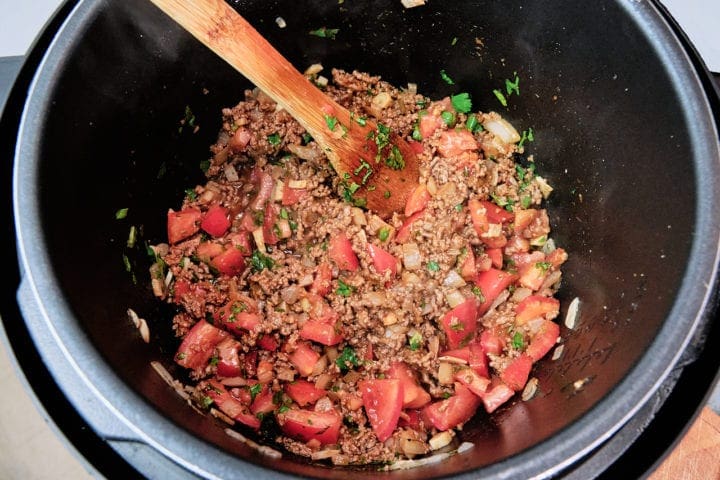Instant Pot Homemade Hamburger Helper Recipe - Add Rest of herbs and and fresh tomato