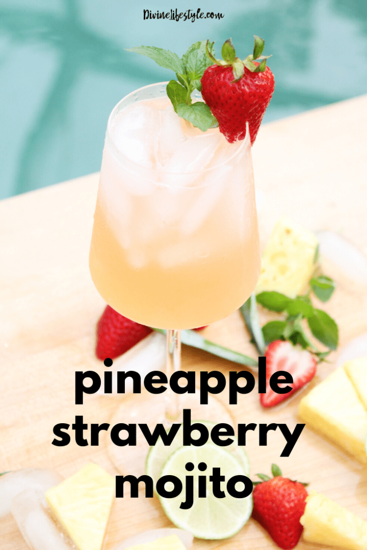 Roasted Pineapple Strawberry Mojito Pitcher Recipe - Pin 3