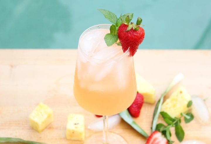 Roasted Pineapple Strawberry Mojito Pitcher Recipe - Side view