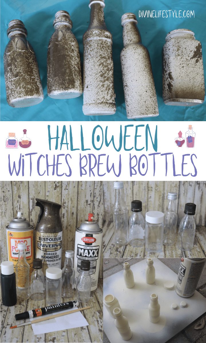 DIY Halloween Witches Brew Ingredients Bottles